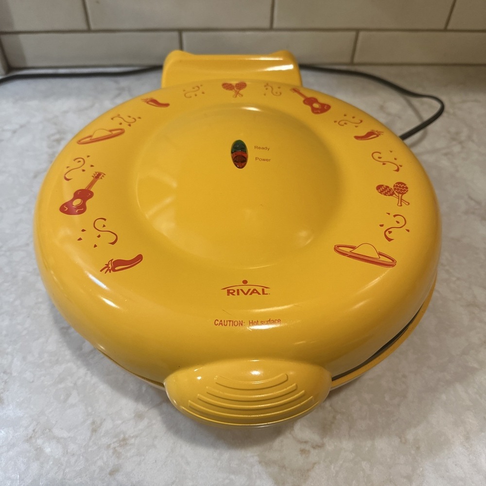 Rival 12" Yellow Quesadilla Maker Southwest Style QM100 Great Condition Tested